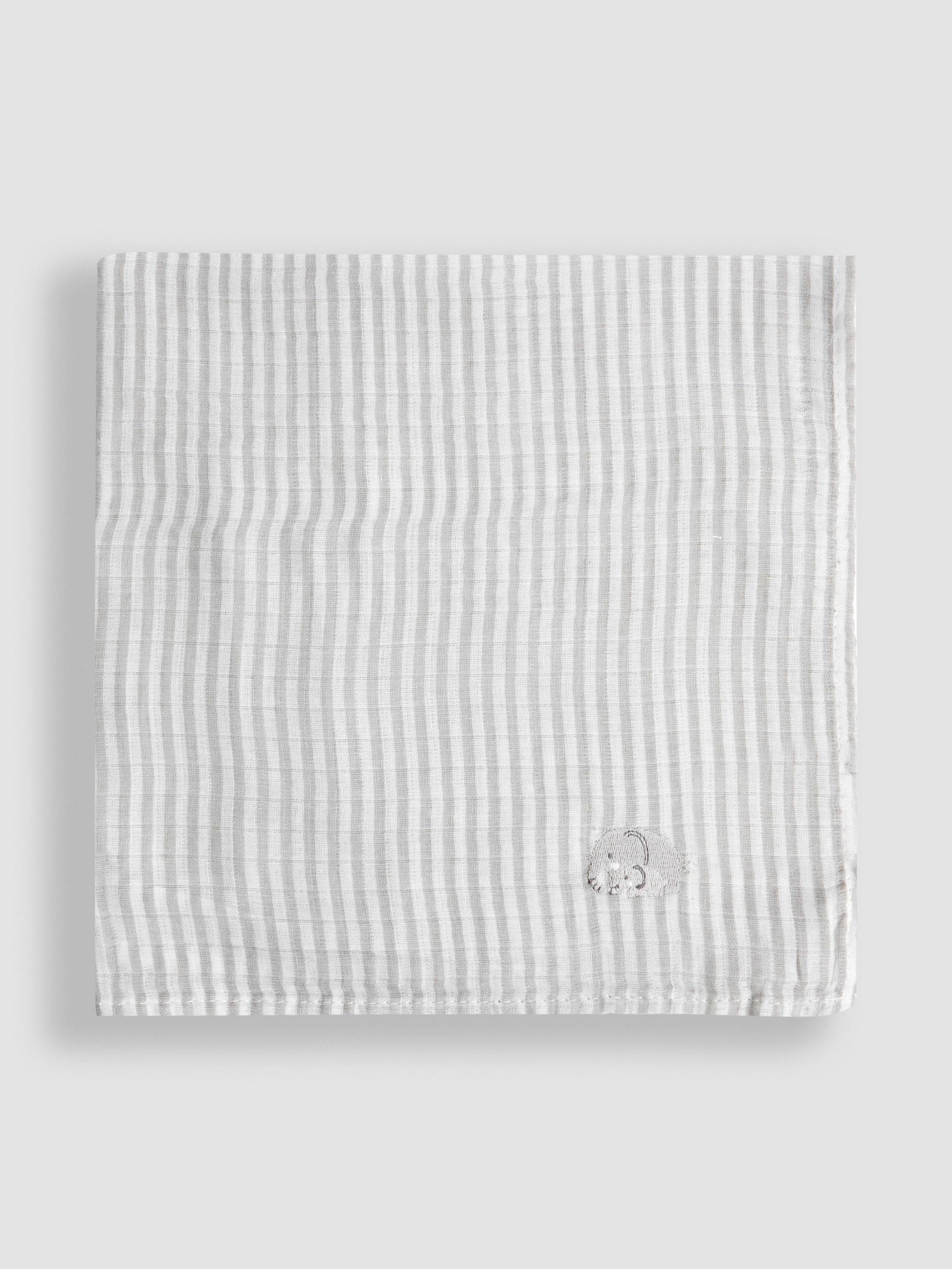 JoJo Maman Bébé grey 5-pack muslin cloths 60x60cm - British product