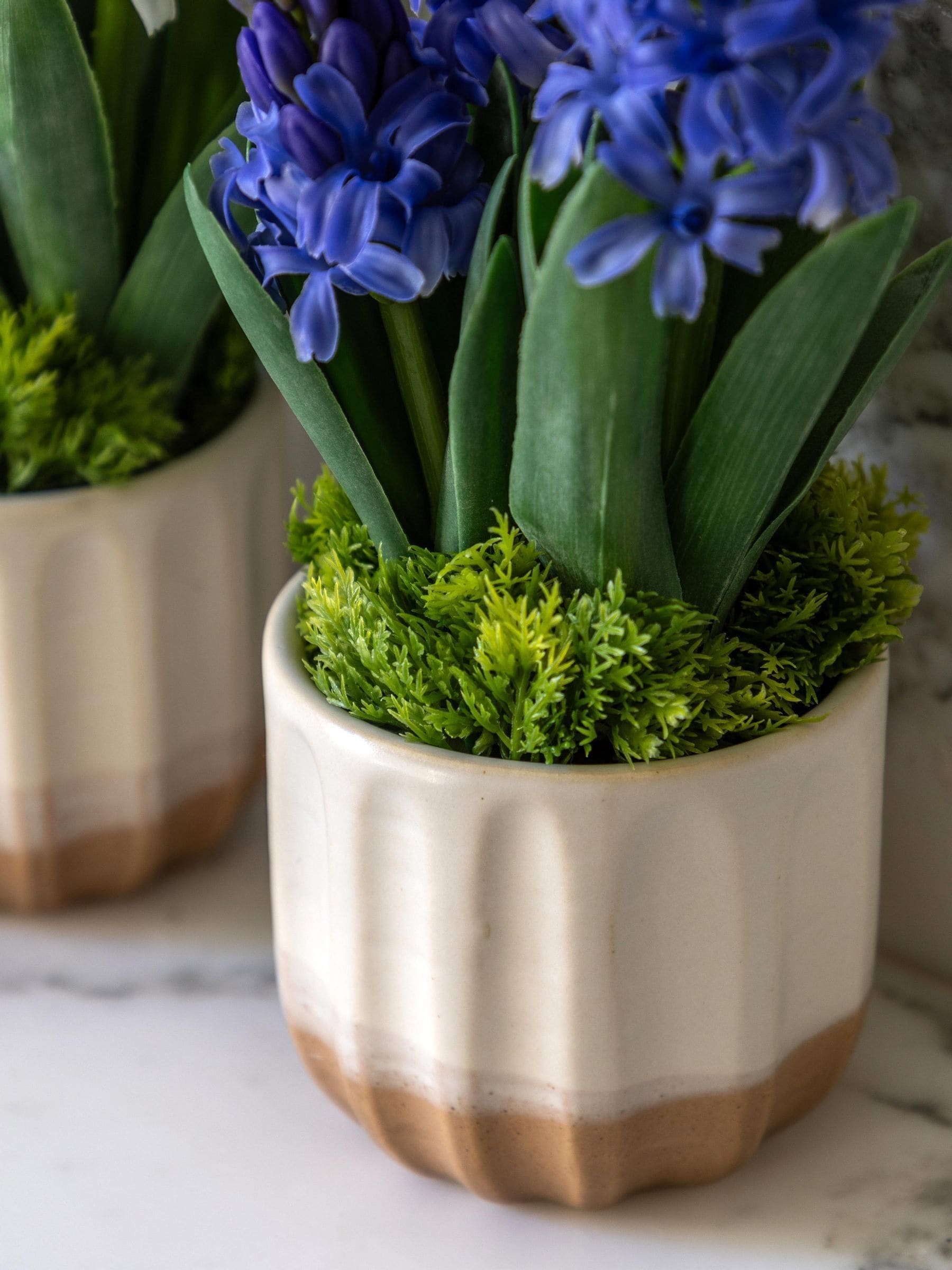 Gallery Home Set of 2 Purple Faux Spring Hydrangea in Ceramic Pots