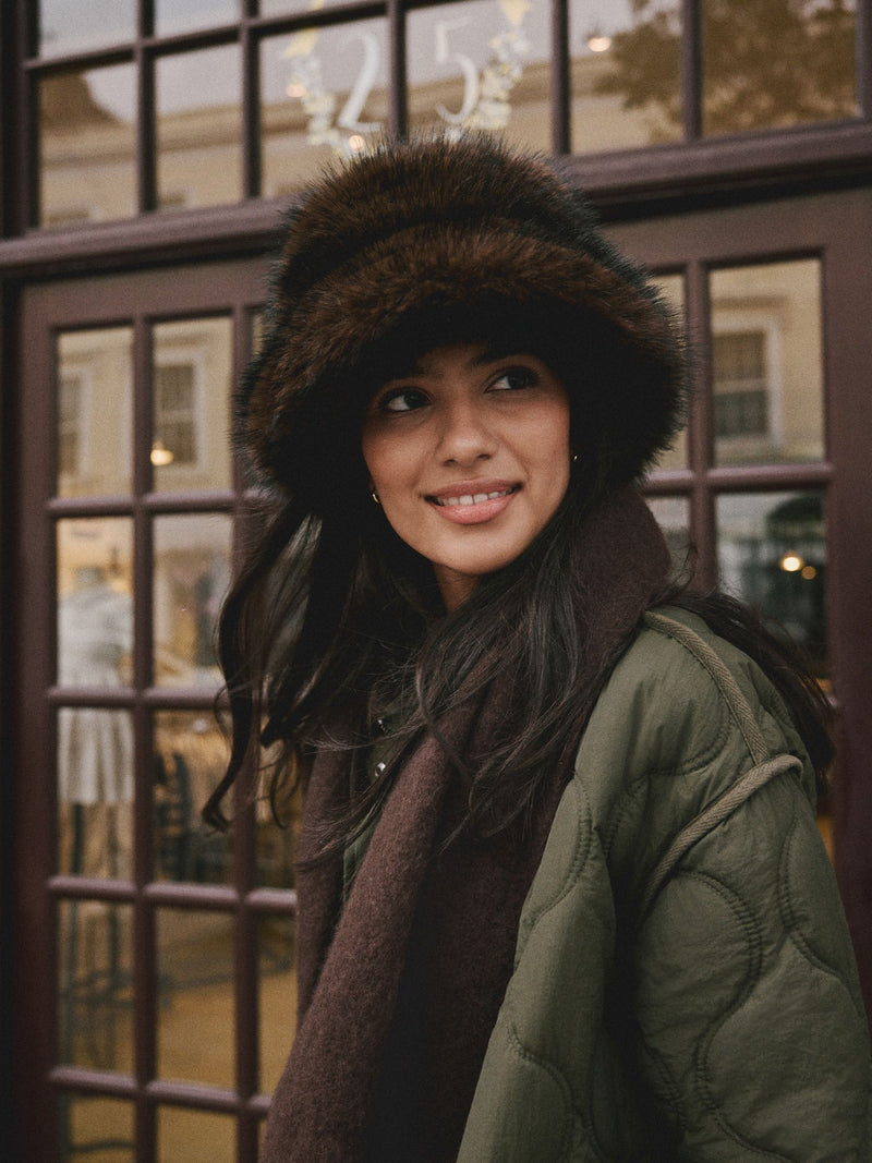 Chocolate Brown Faux Fur Bucket Hat