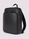 Duchamp black leather backpack with laptop sleeve, imported from the UK