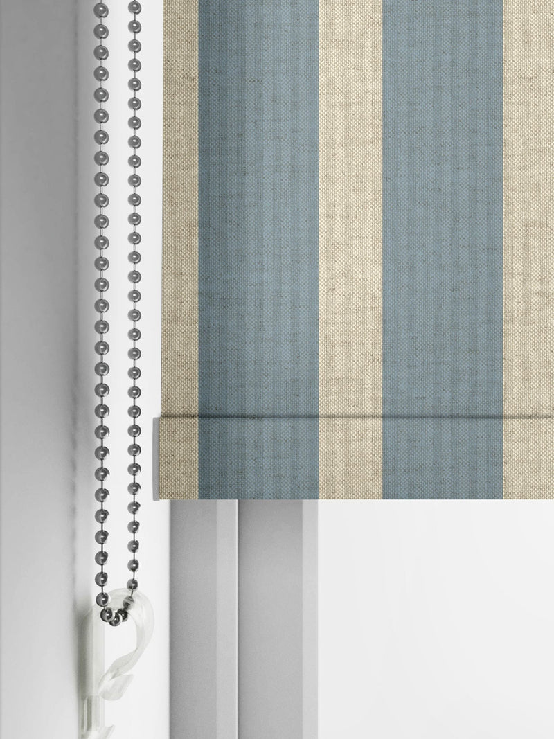 Emily Bond Fowey Blue parasol stripe roller blind, UK version