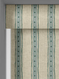 Emily Bond roller blind blue/green block printed stripe (British brand)