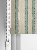 Emily Bond roller blind blue/green block printed stripe (British brand)