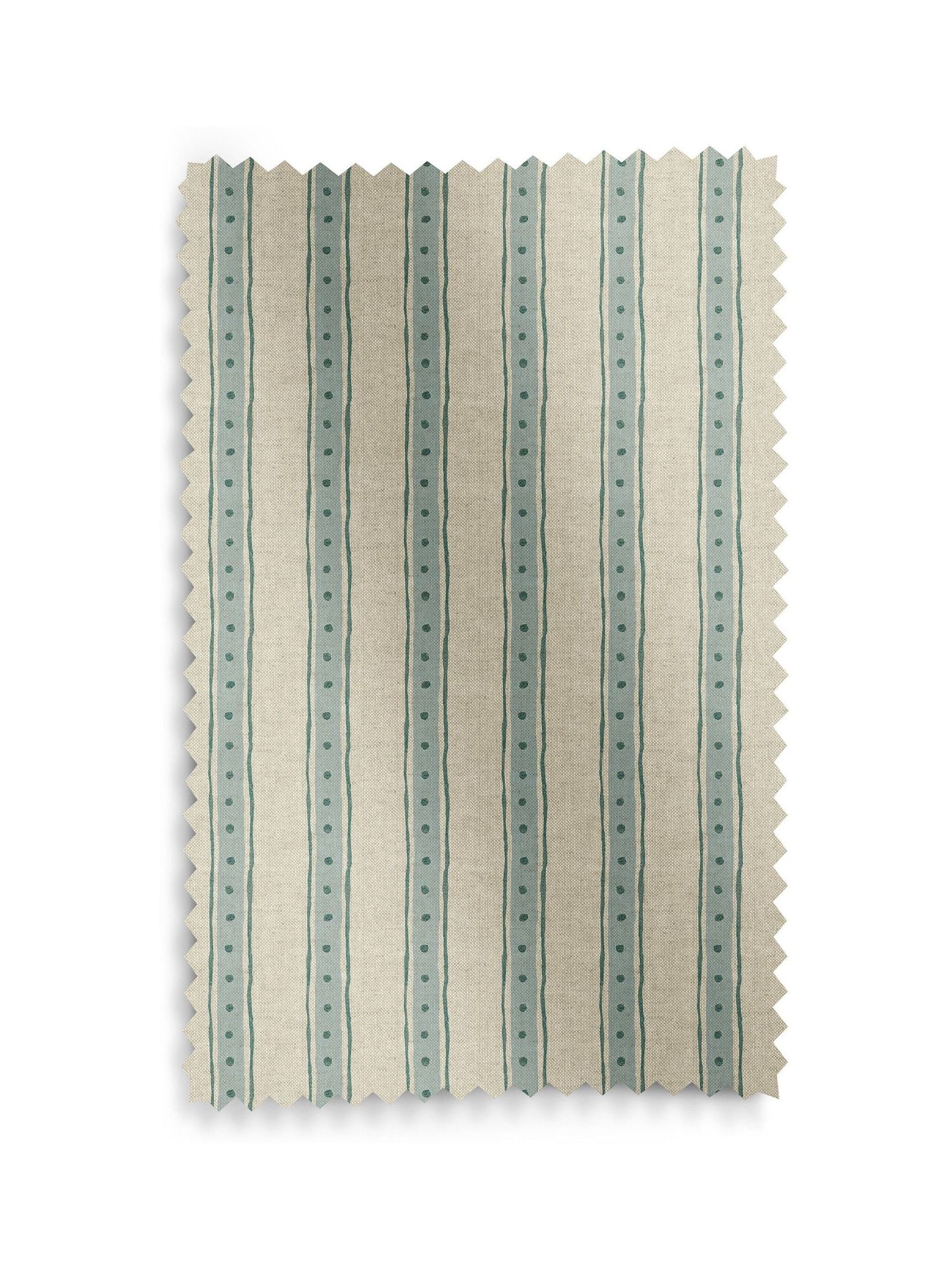 Emily Bond roller blind blue/green block printed stripe (British brand)