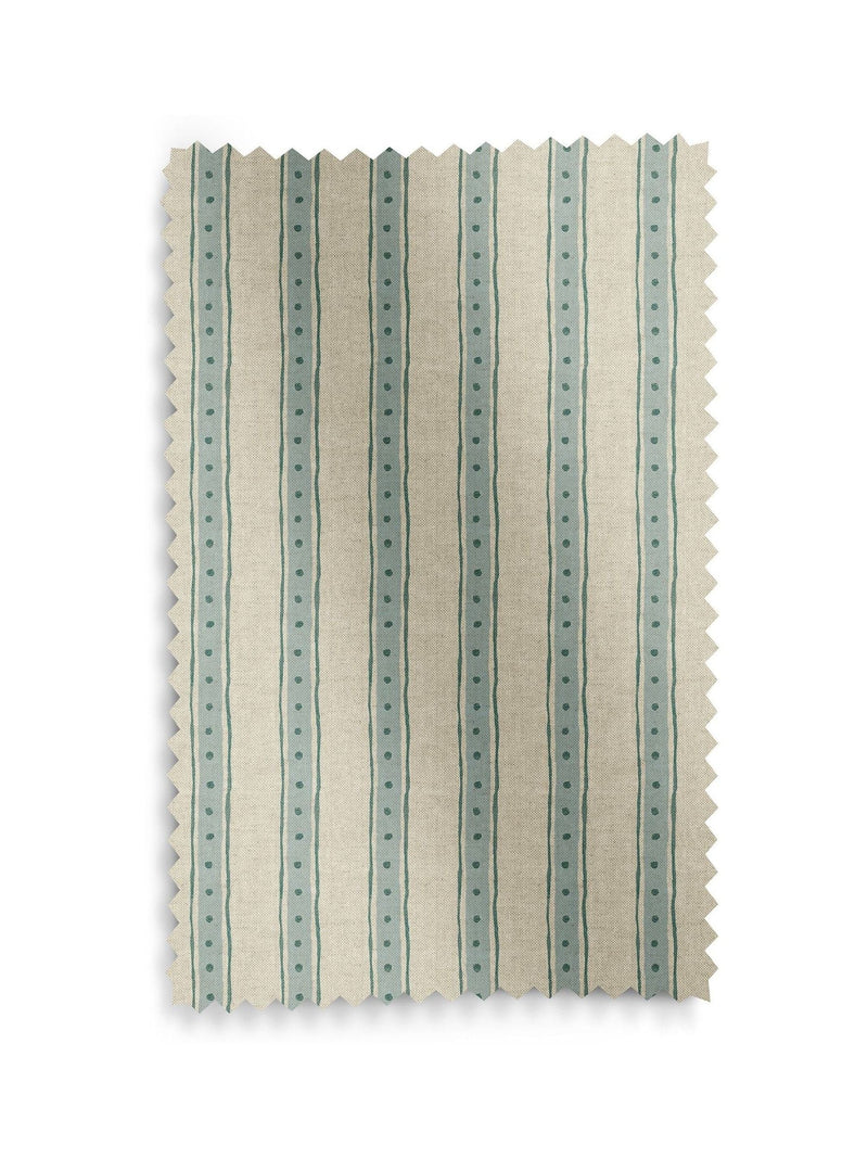 Emily Bond roller blind blue/green block printed stripe (British brand)