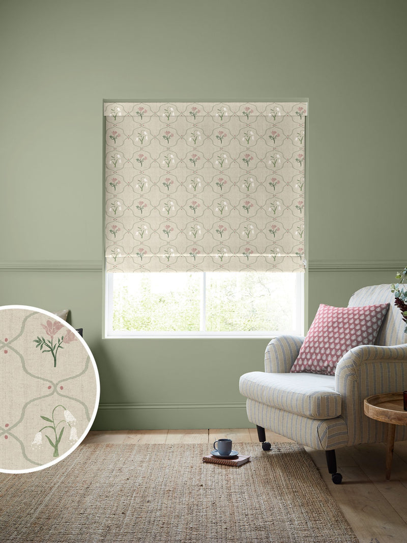 Emily Bond rose pink roman blind, imported from the UK