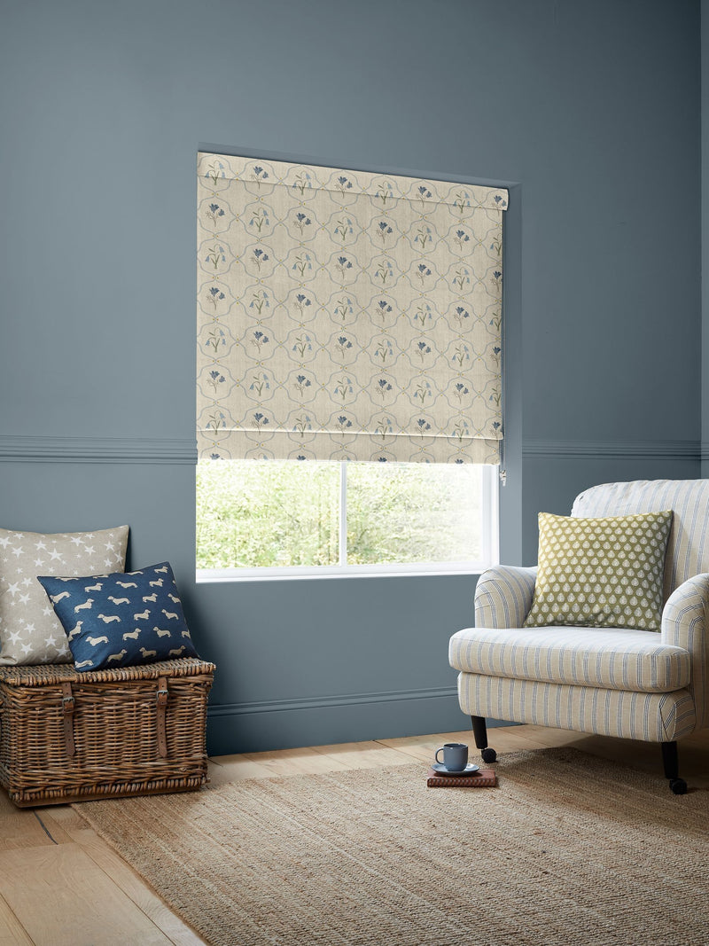 Emily Bond Roman blind steel blue Margot, imported from the UK