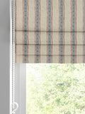 Emily Bond blue block printed stripe roman blind, UK version