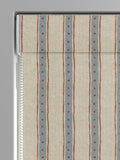 Emily Bond blue block printed stripe roman blind, UK version