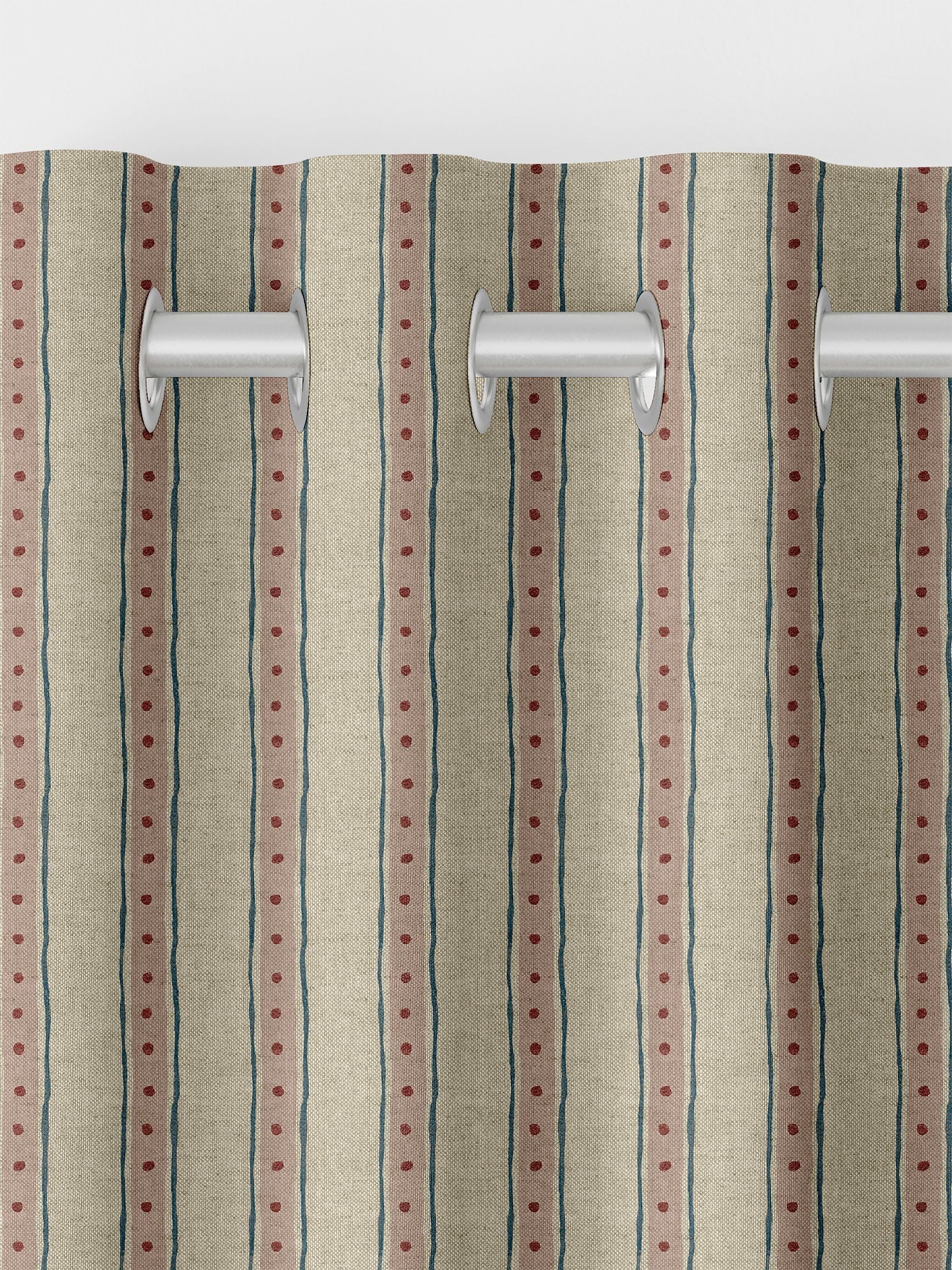 Emily Bond block printed stripe curtains pink blue - British product