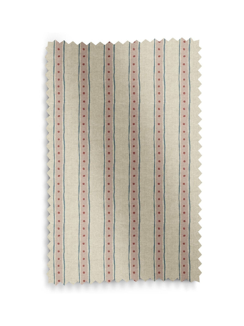 Emily Bond block printed stripe curtains pink blue - British product