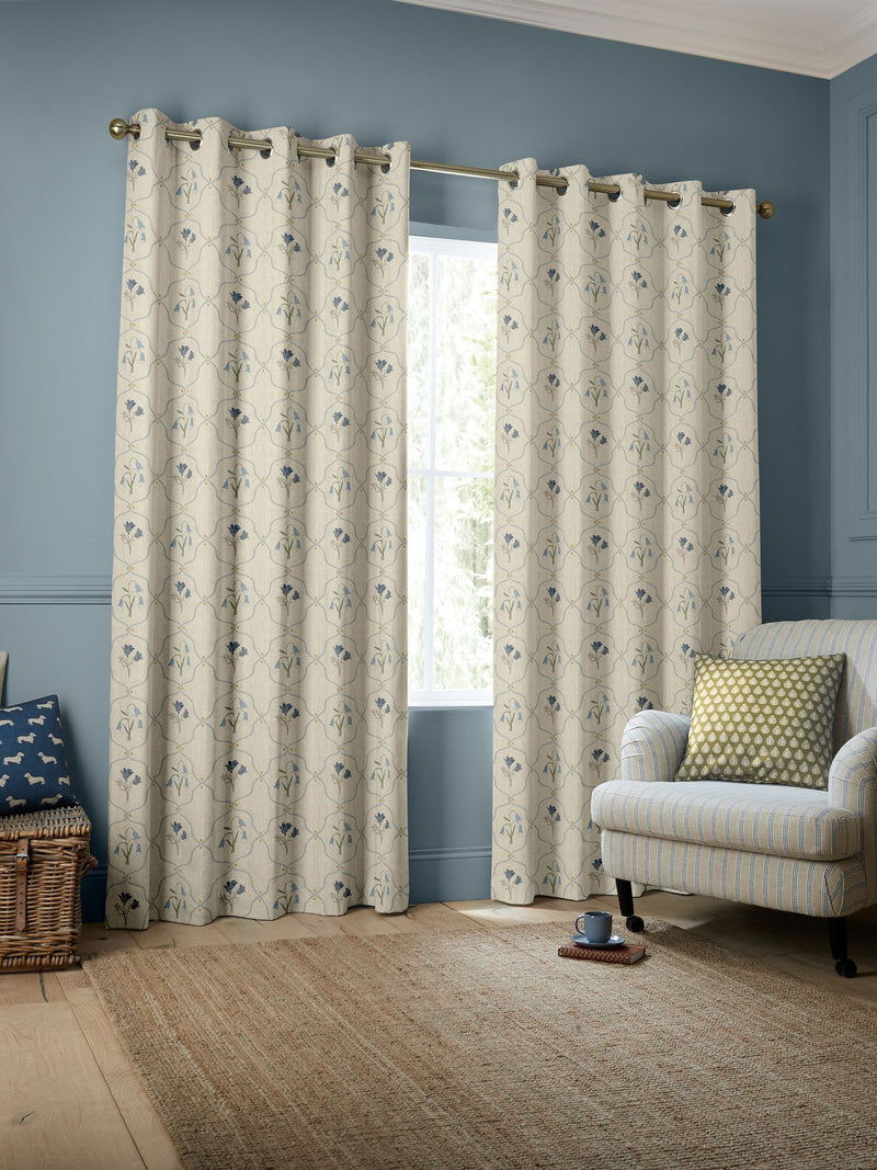 Emily Bond Steel Blue Margot curtains, imported from the UK