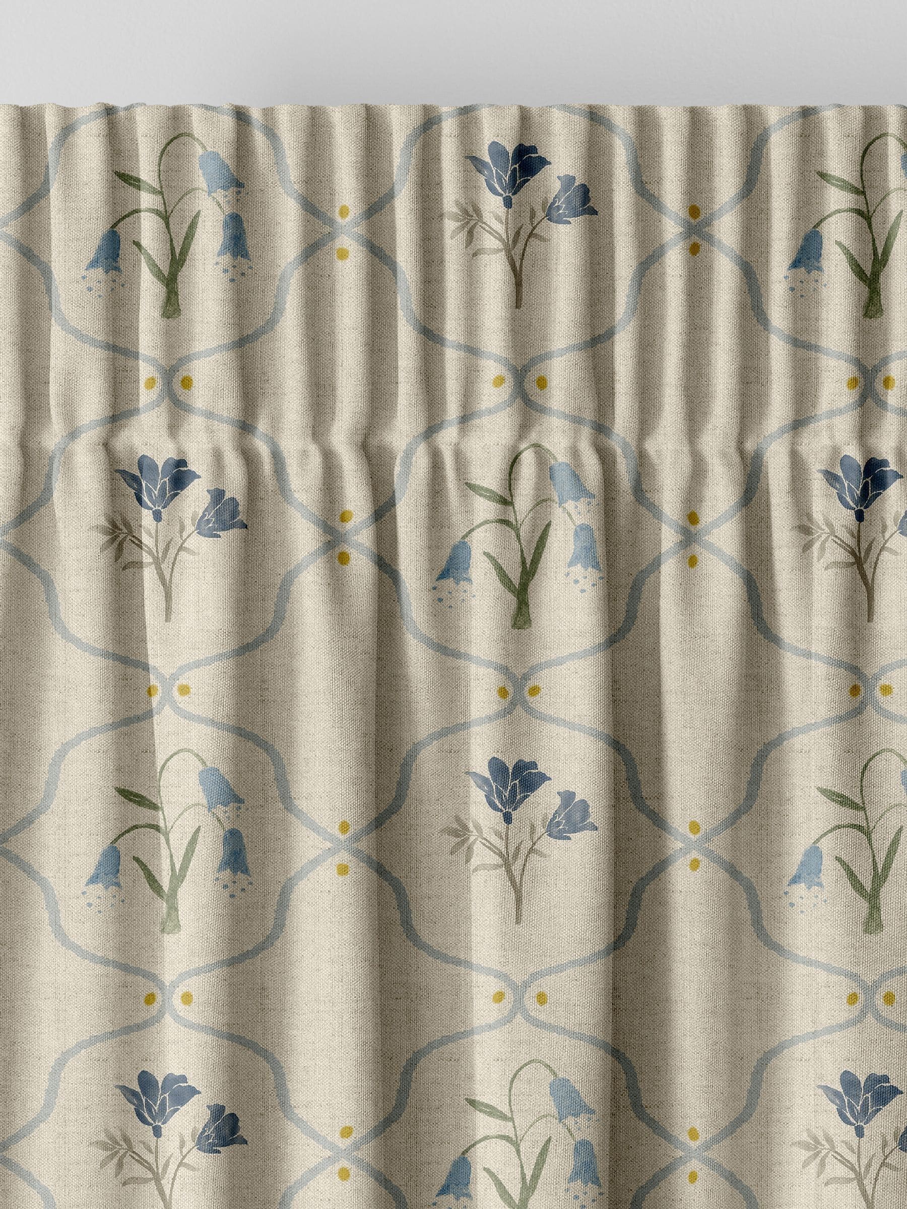 Emily Bond Steel Blue Margot curtains, imported from the UK