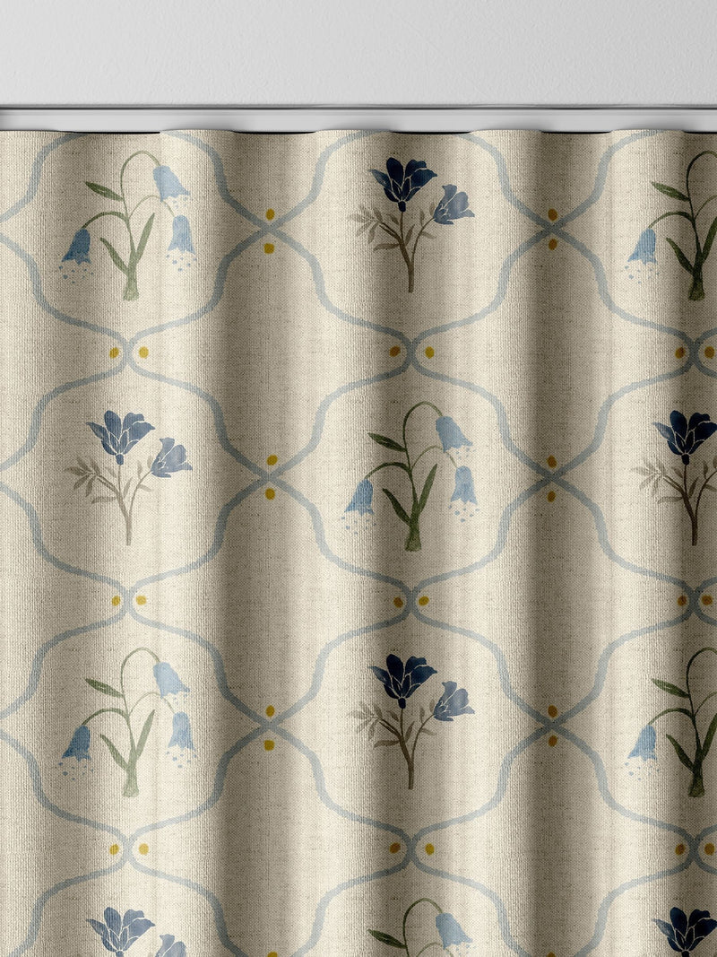 Emily Bond Steel Blue Margot curtains, imported from the UK