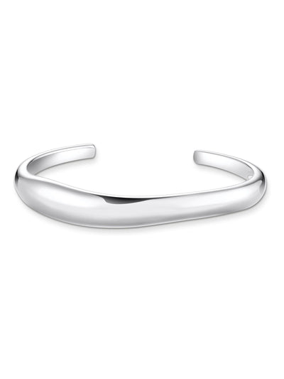 Thomas Sabo Silver Tone Timeless Shapes Curved Bangle Jewellery