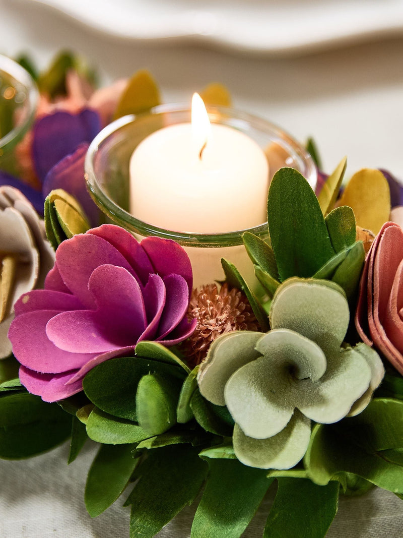 Dibor Green Secret Garden Floral Triple Candle Holder - British product