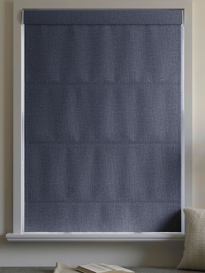 Ink Blue Bellum Roman blind made to measure polyester, UK version