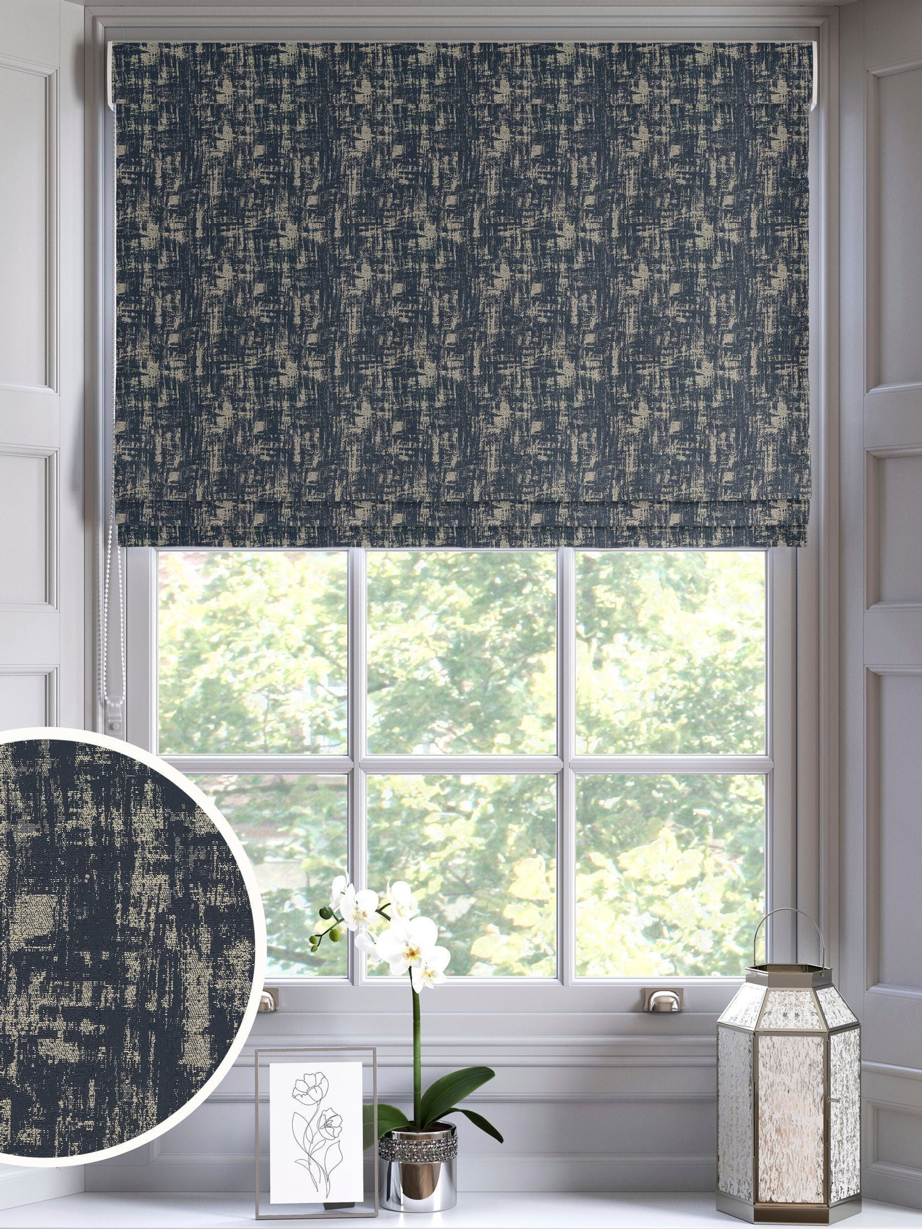 Indigo Blue Tero roman blind made to measure - British product