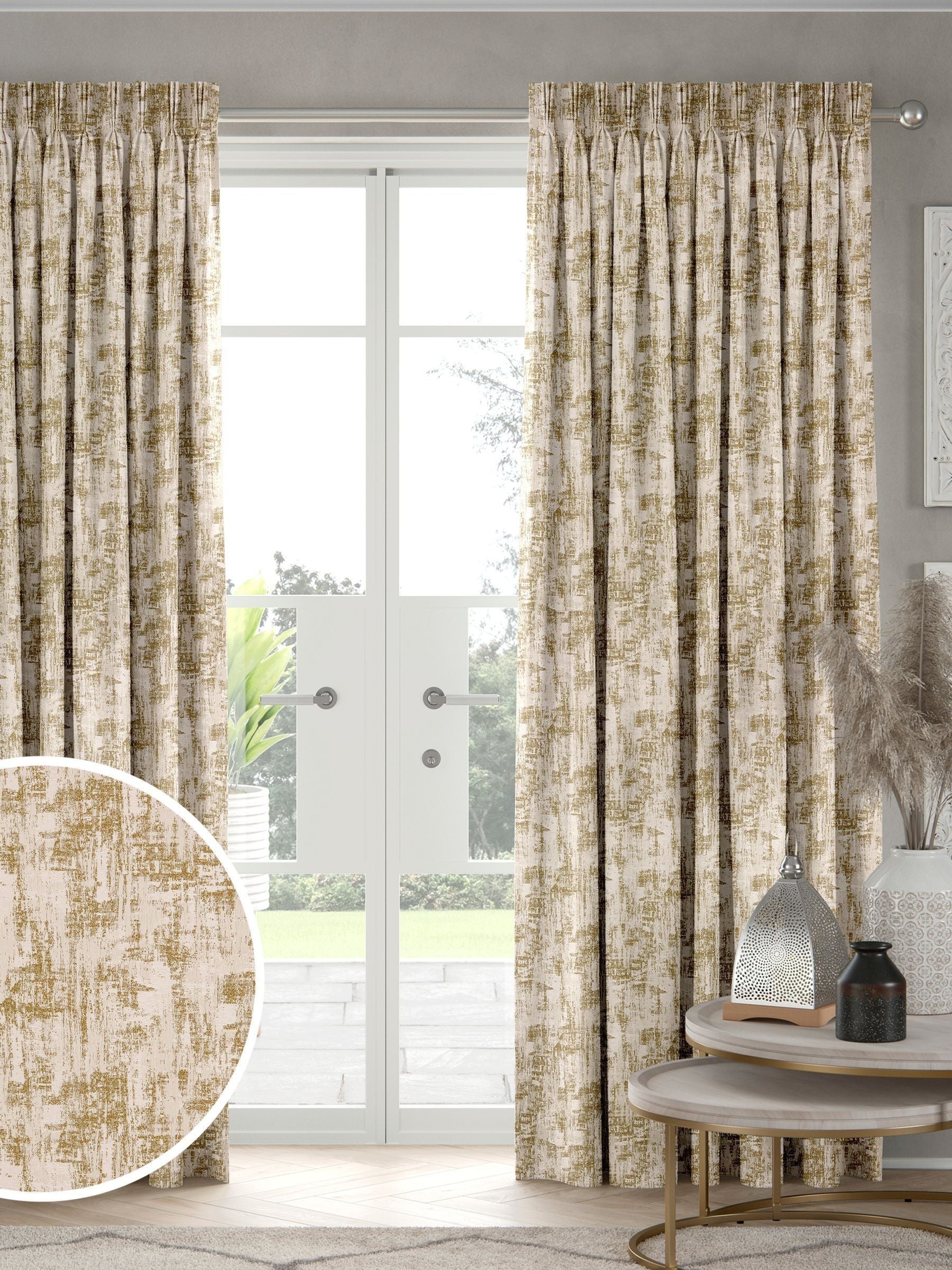 Tero ochre yellow made to measure curtains, imported from the UK