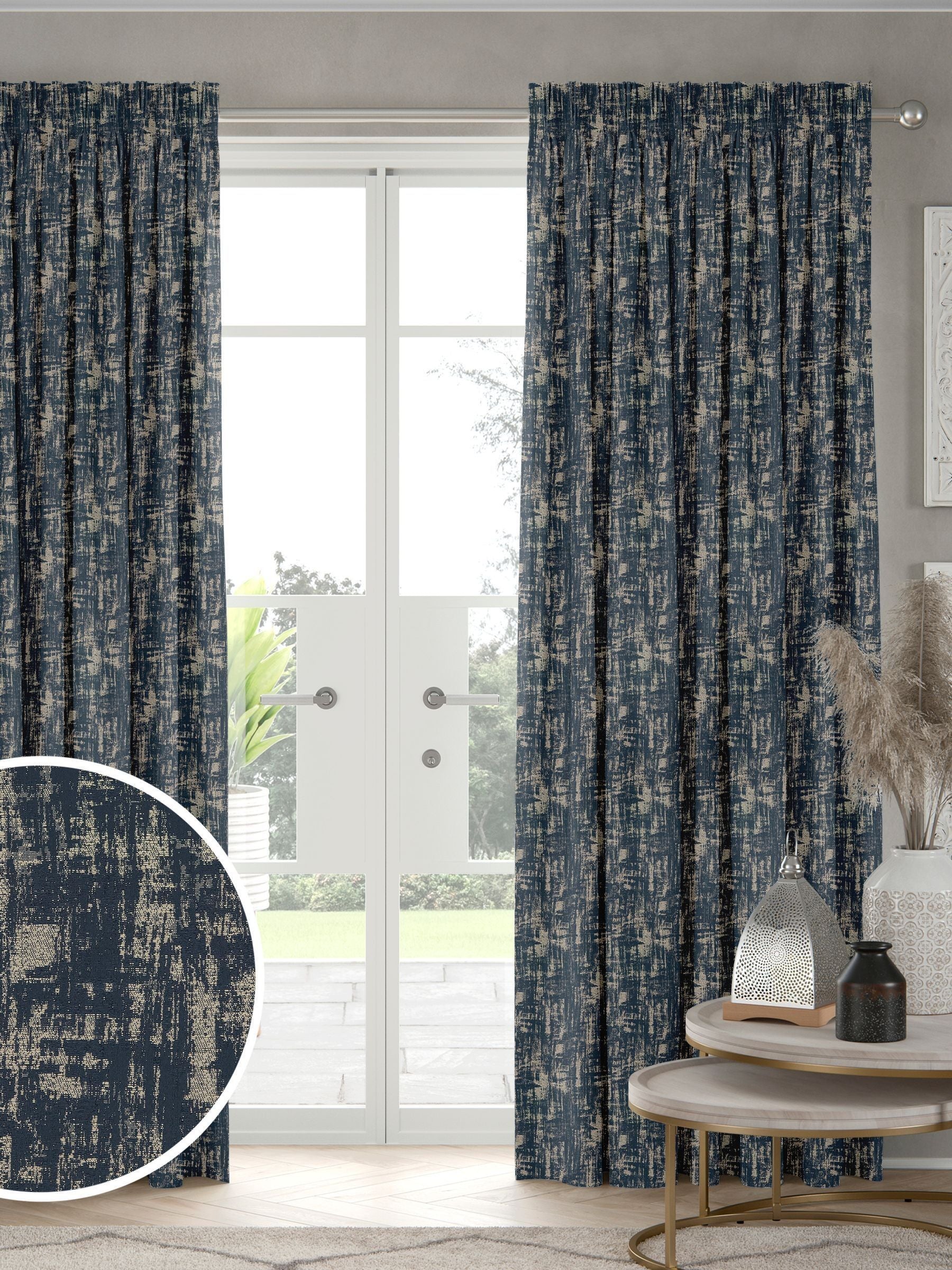 Tero indigo blue made to measure curtains (British brand)