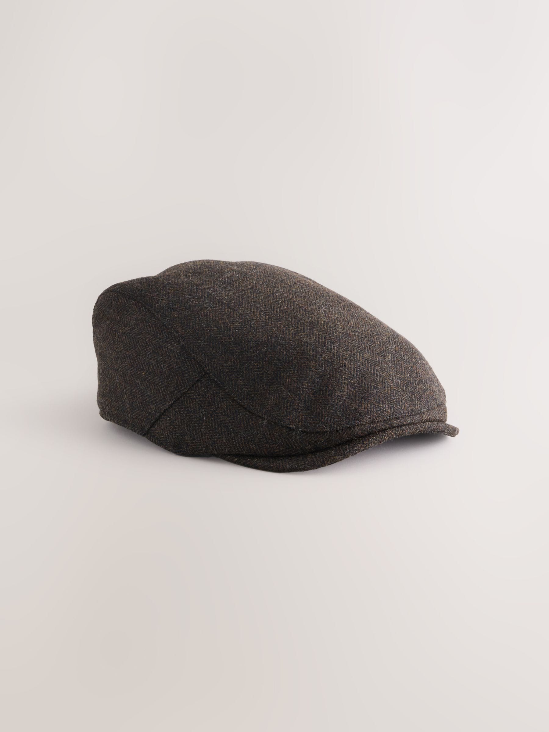 Brown Herringbone Flat Cap