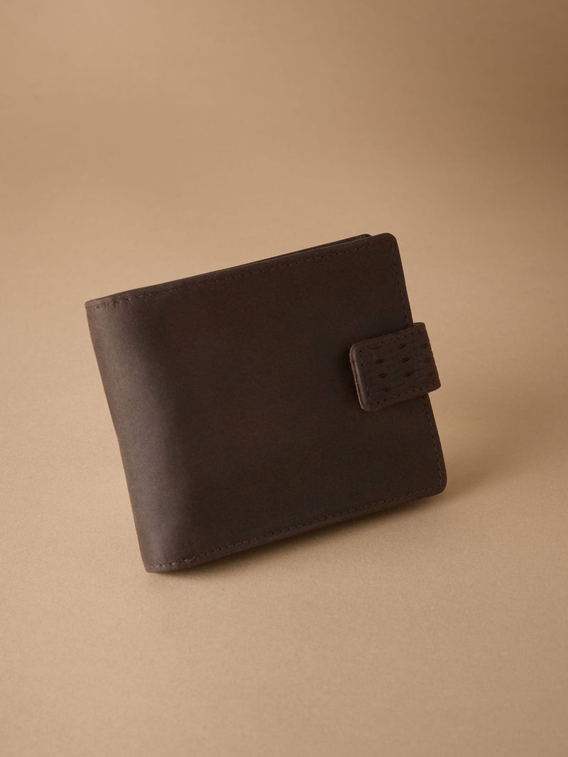 Chocolate brown leather extra capacity wallet - British product