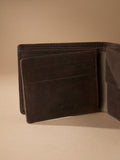 Chocolate brown leather extra capacity wallet - British product