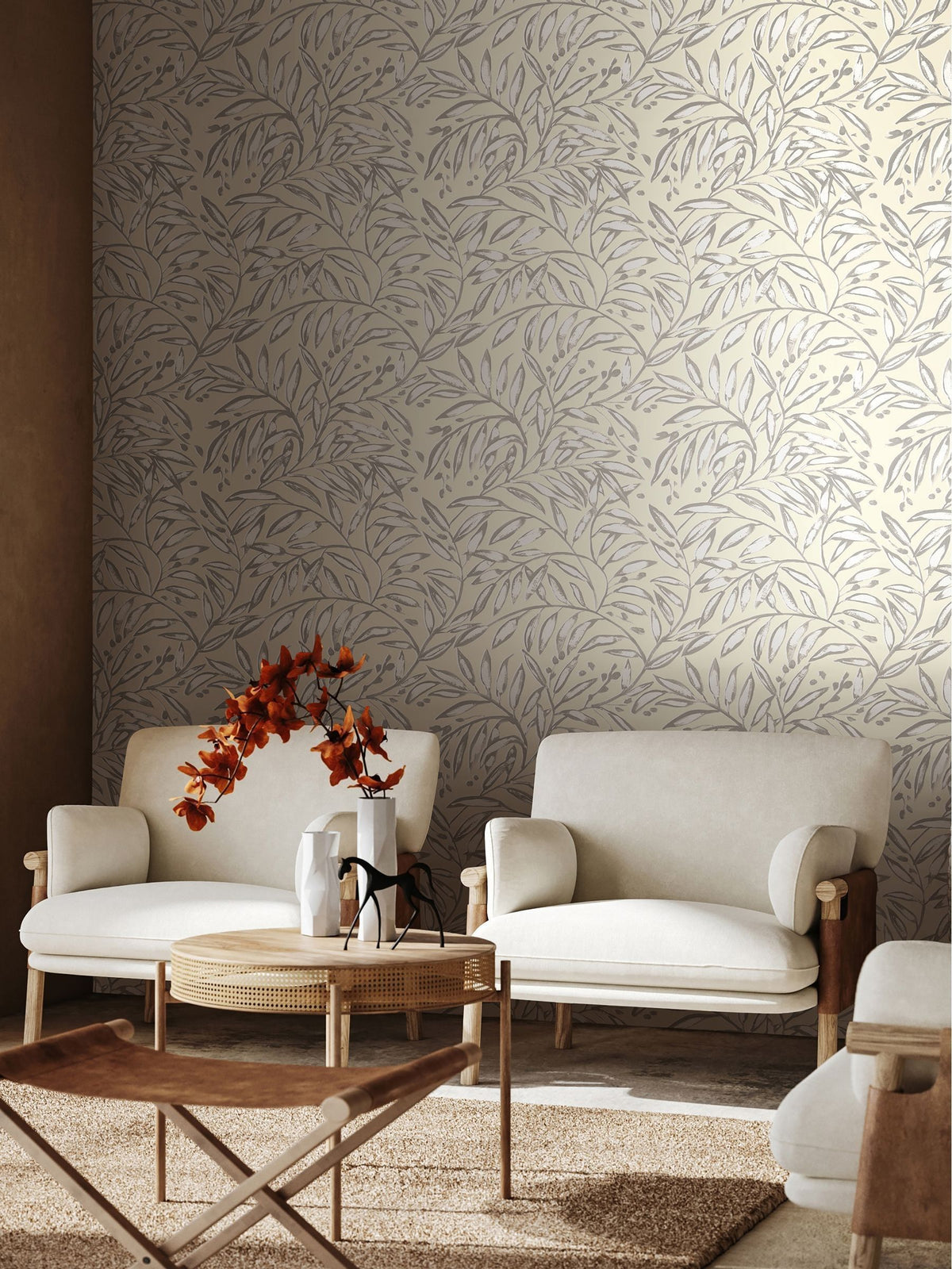 Ohpopsi Linen Lorena Vine wallpaper 10m roll, imported from the UK