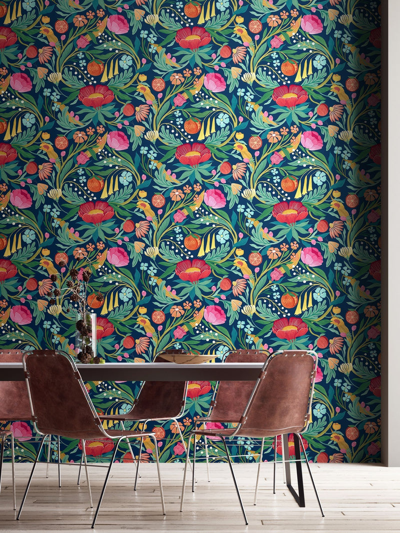 Ohpopsi Chalk Parchment Clementine Wallpaper