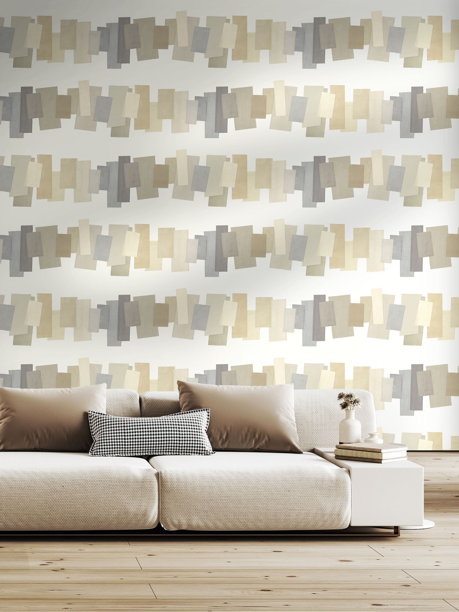 Ohpopsi Gingerbread Latte Offset Blocks Wallpaper 10m x 50cm