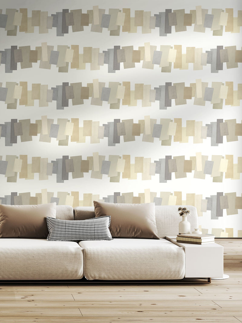 Ohpopsi Gingerbread Latte Offset Blocks Wallpaper 10m x 50cm