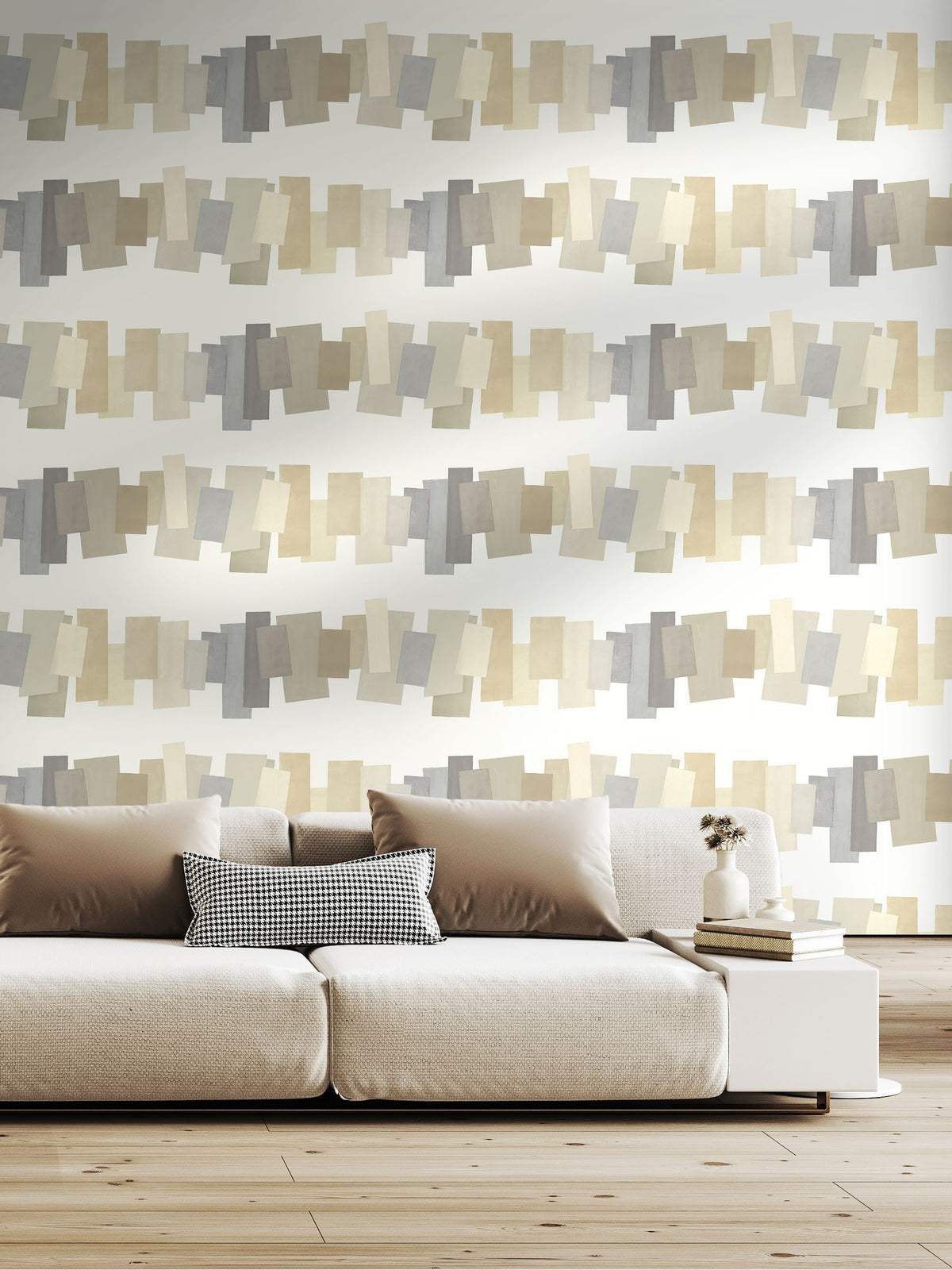 Ohpopsi Gingerbread Latte Offset Blocks Wallpaper 10m x 50cm