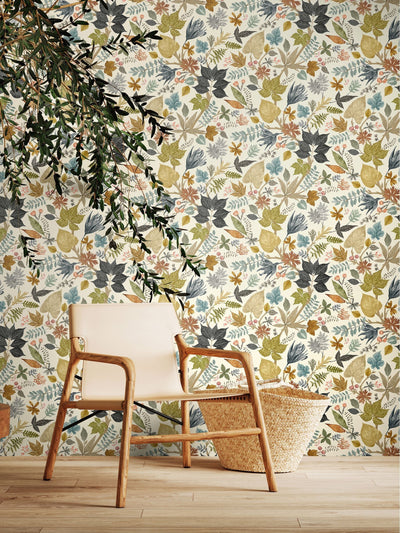 Next Ohpopsi Linen Fossil Lush Leaves Print Wallpaper- Buy online at McGrocer