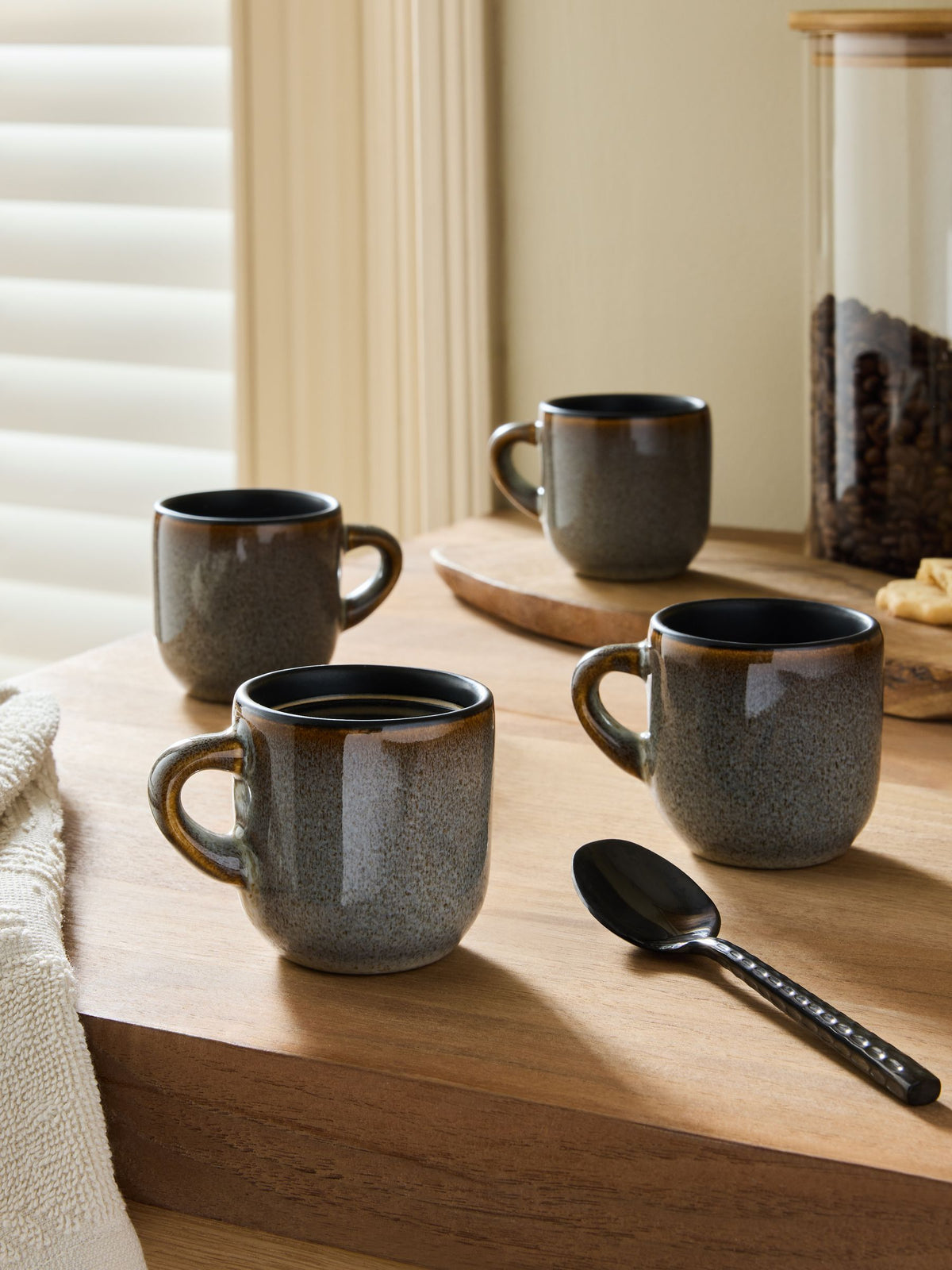 Hampton espresso mug set grey reactive glaze 4 piece - British product