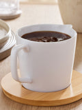 White Nova gravy boat with bamboo tray - British product