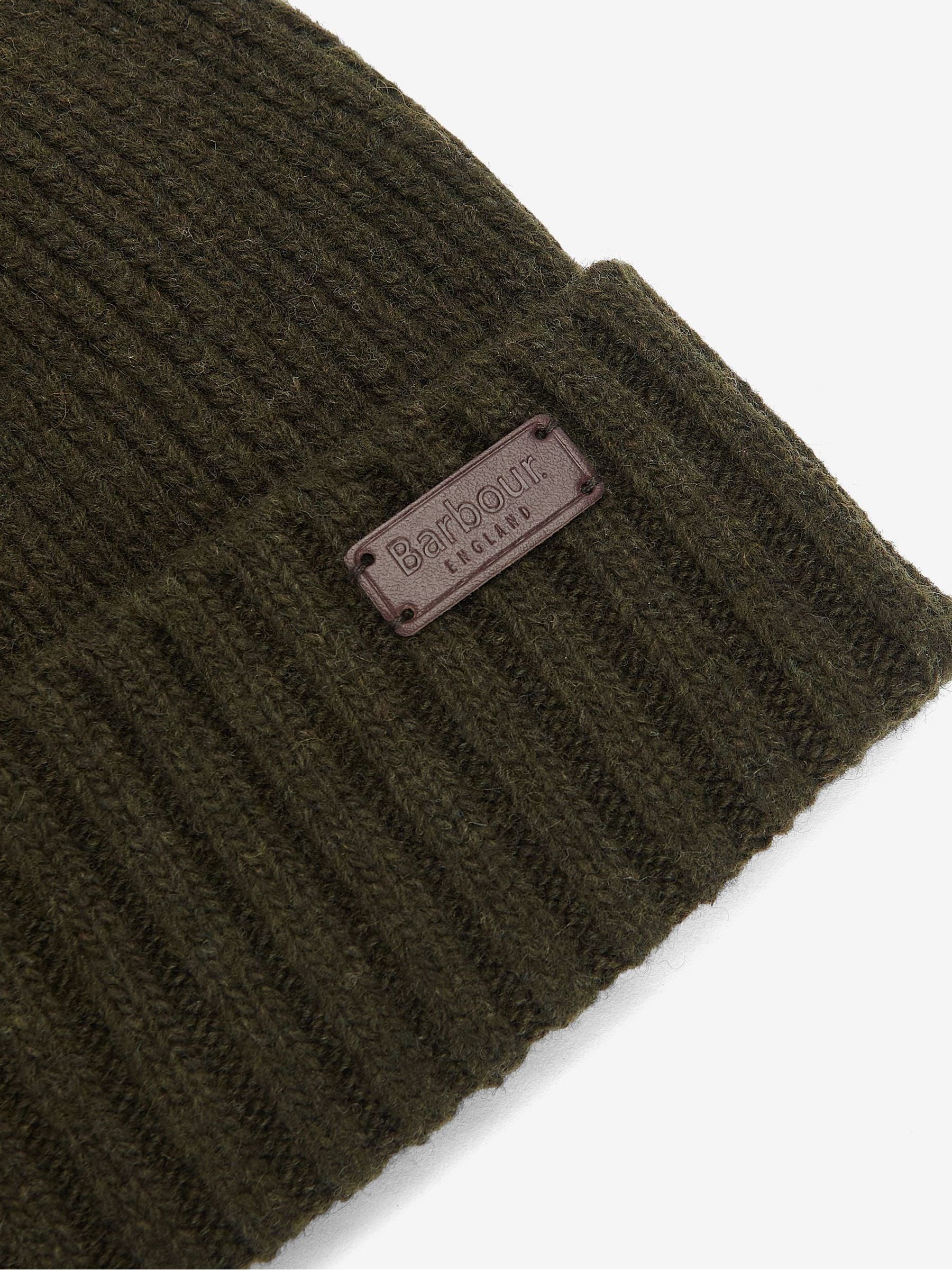 Barbour Carlton beanie hat green wool blend, UK version