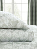 Sanderson Aqua Pyramus quilted throw in jacquard, imported from the UK