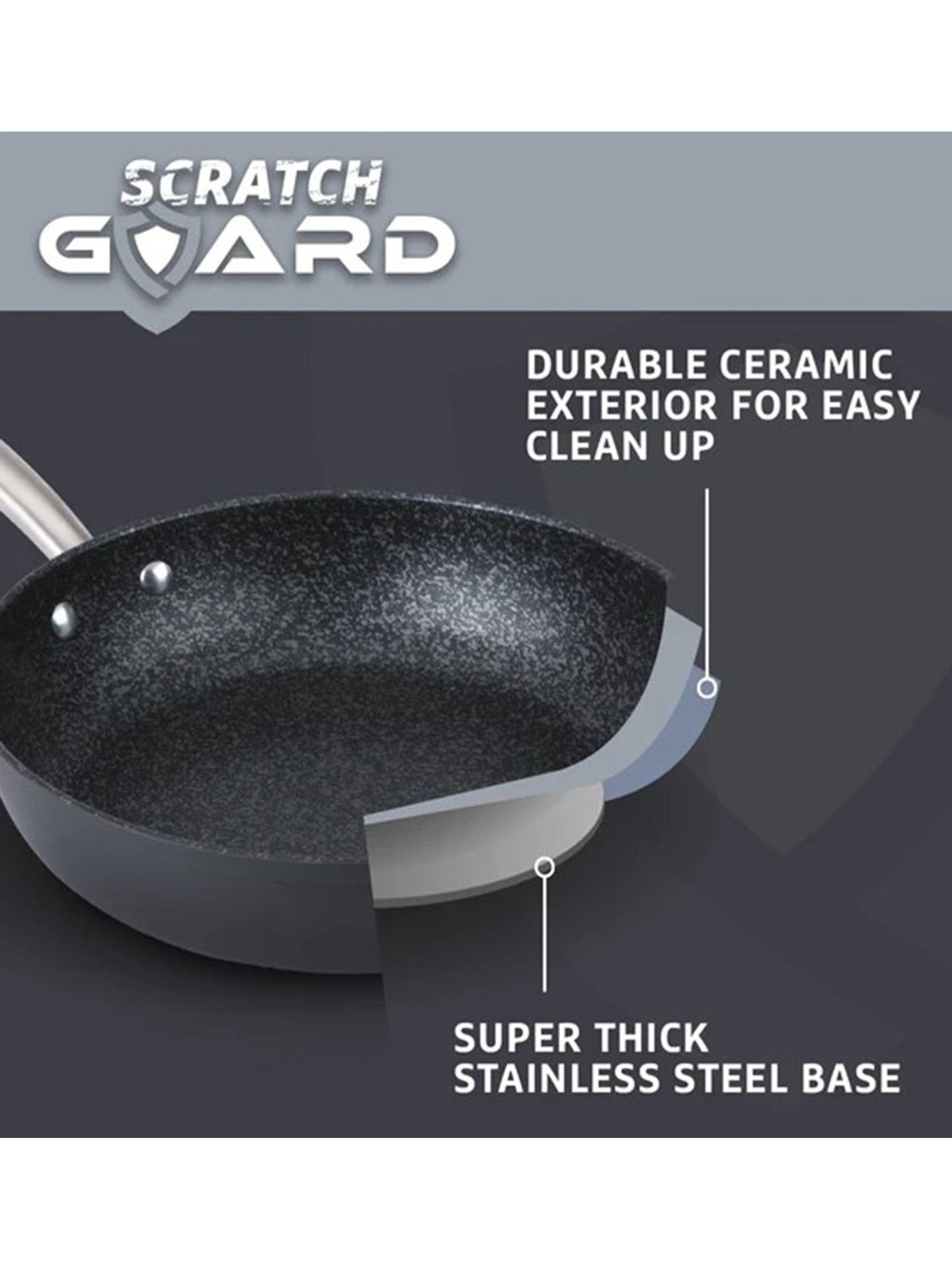 Prestige Black Scratch Guard 29cm stir fry pan, imported from the UK