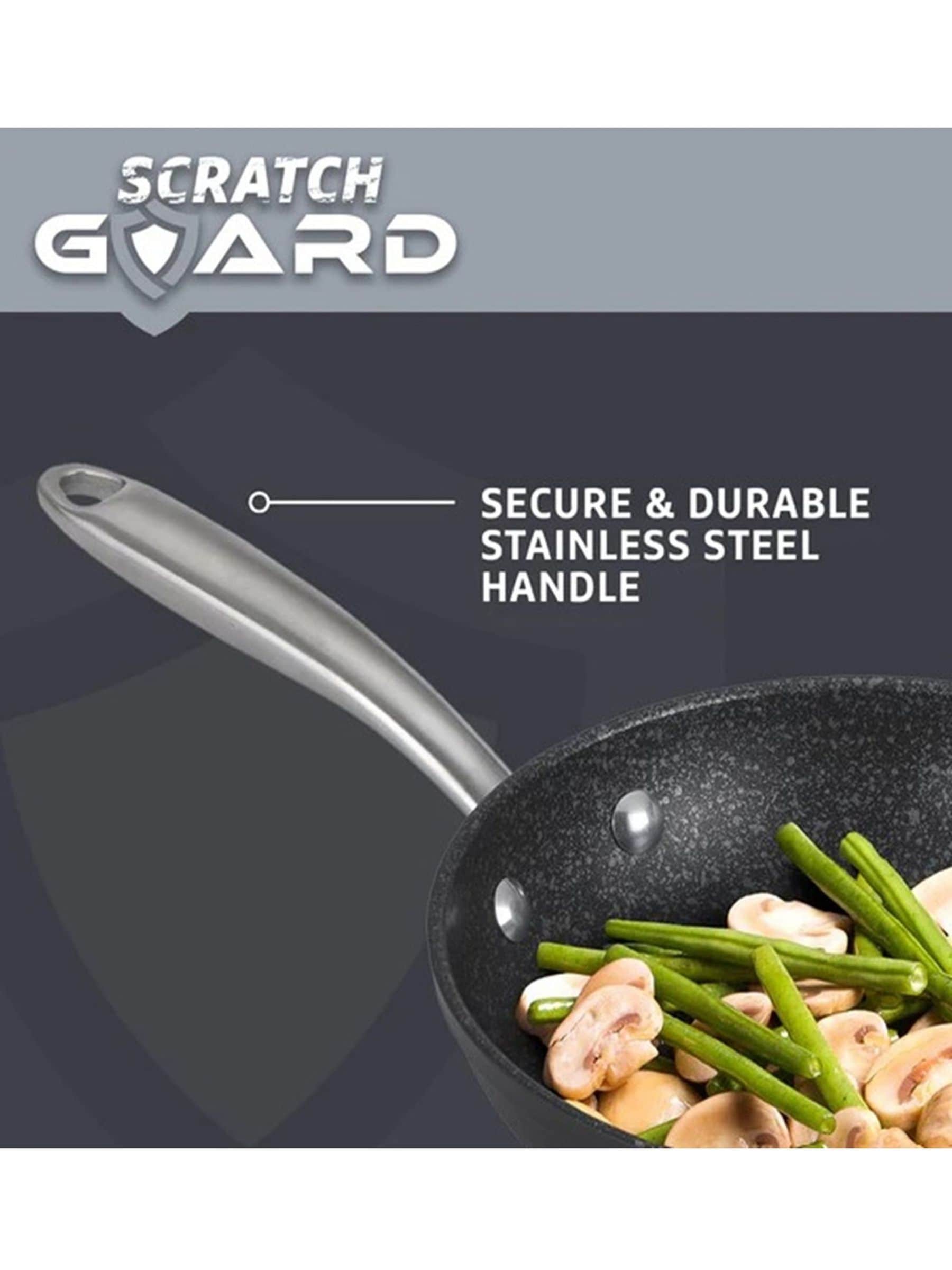 Prestige Black Scratch Guard 29cm stir fry pan, imported from the UK