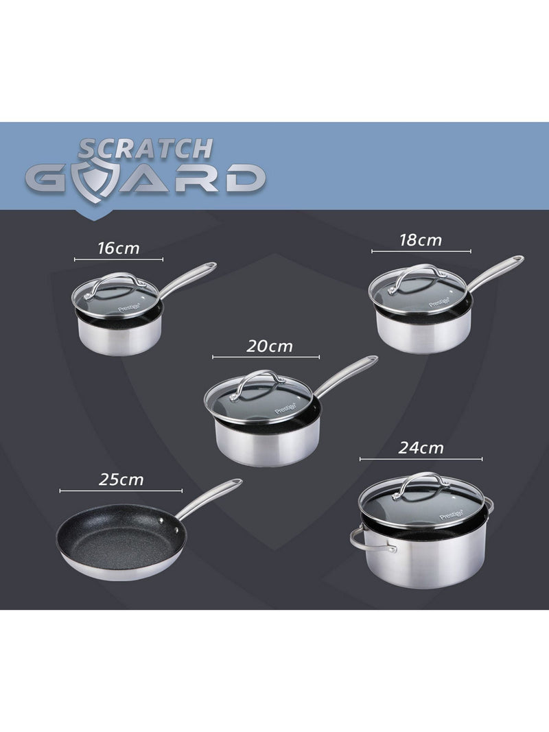 Prestige Scratch Guard cookware set 5 piece, imported from the UK