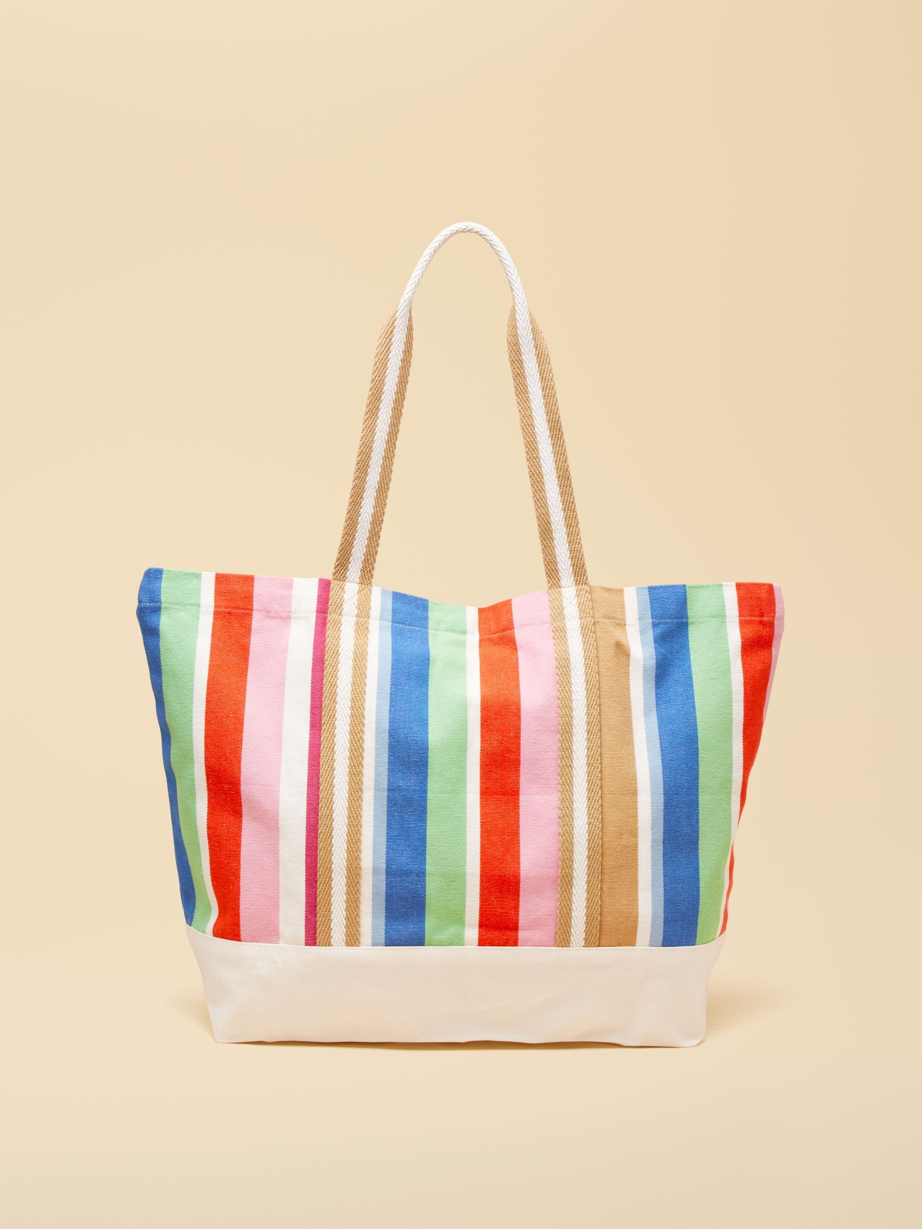 Joules multi striped canvas beach tote bag (British brand)