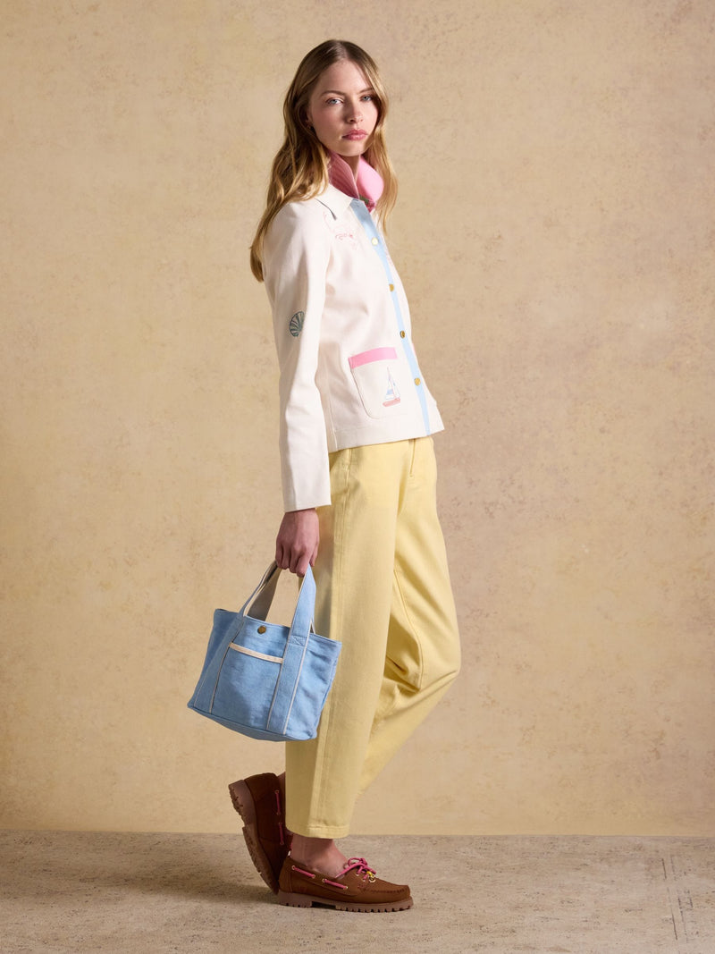 Joules blue mini crossbody cotton canvas tote bag - British product