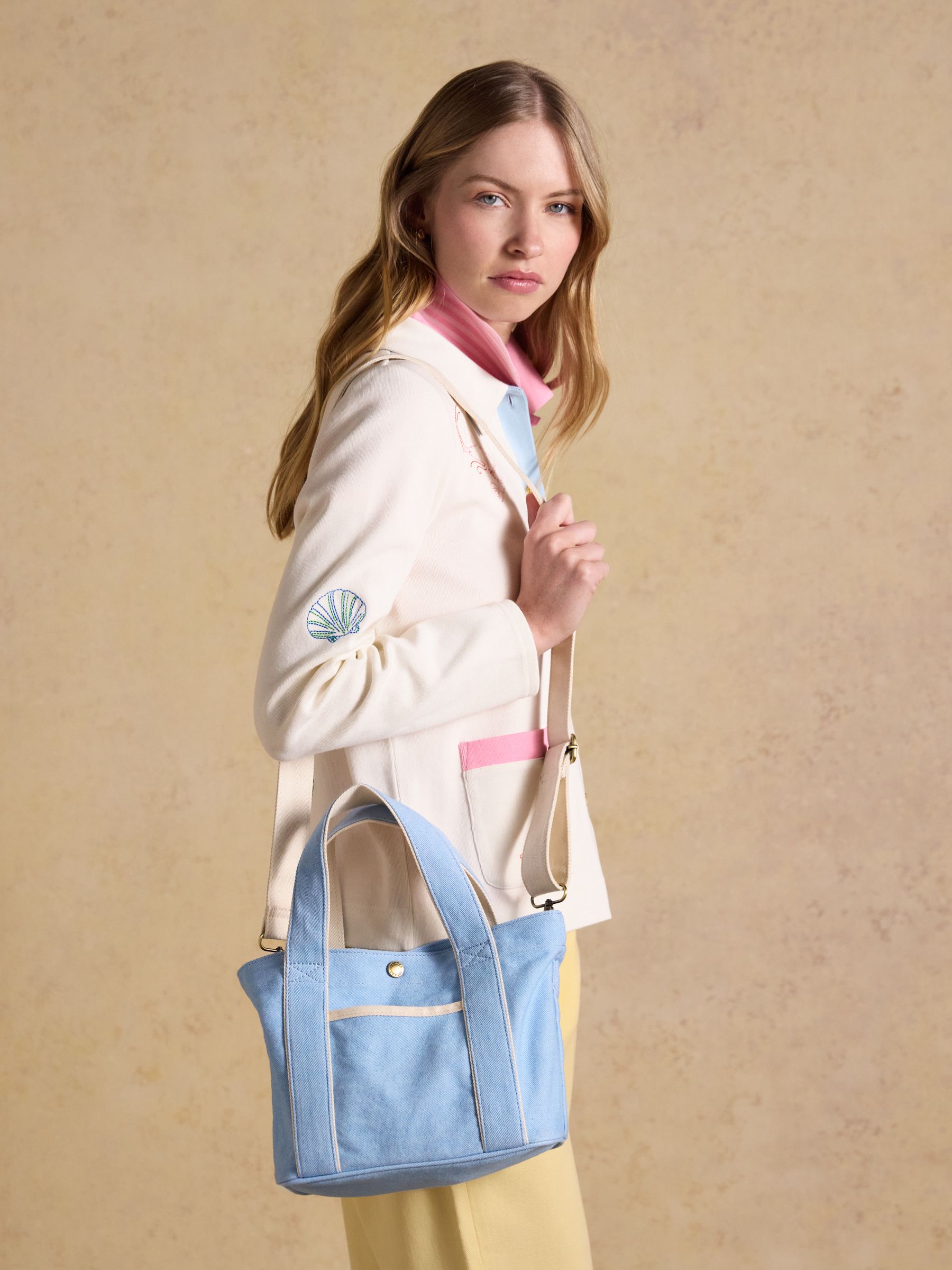 Joules blue mini crossbody cotton canvas tote bag - British product