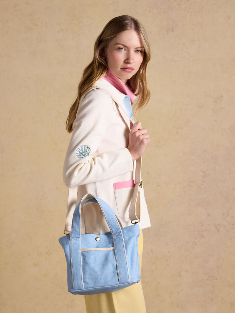 Joules blue mini crossbody cotton canvas tote bag - British product