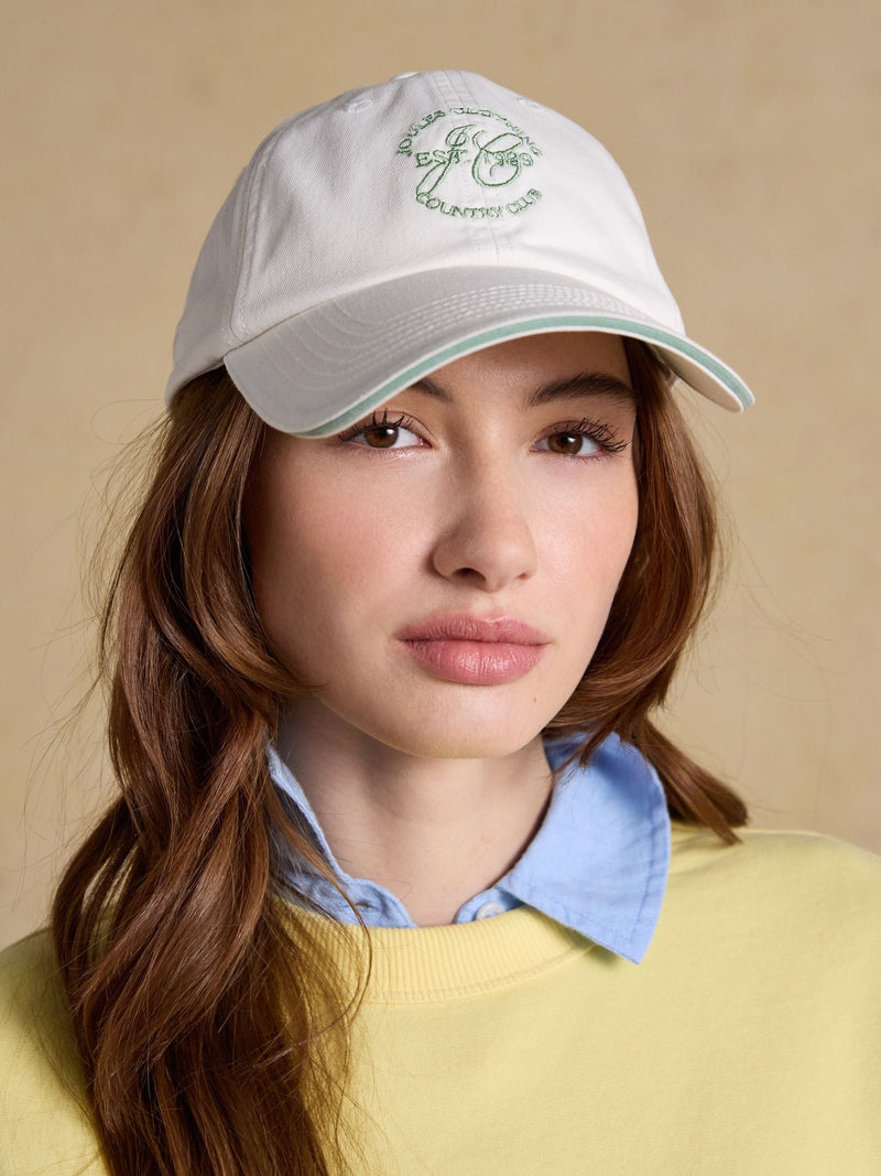 Joules Daley white cotton baseball cap, UK version