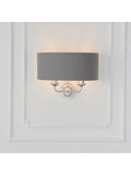 Gallery Home Ruben brushed wall light grey linen shade (British brand)