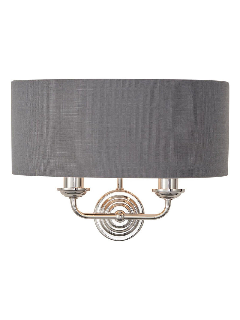 Gallery Home Ruben brushed wall light grey linen shade (British brand)