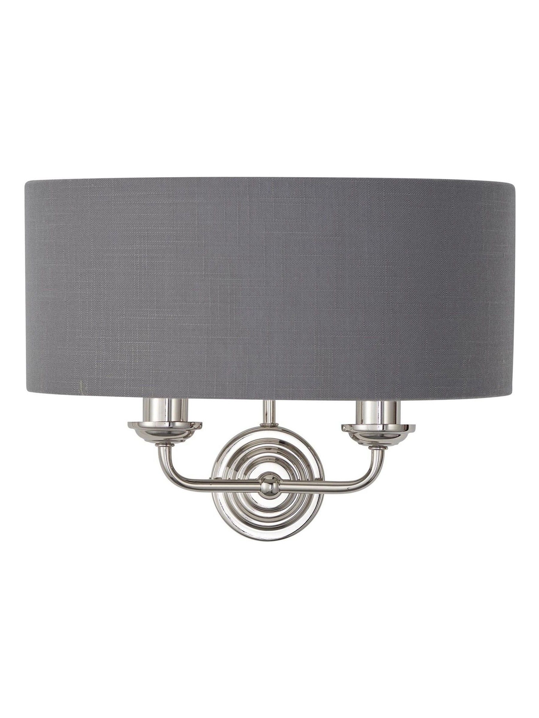 Gallery Home Ruben brushed wall light grey linen shade (British brand)