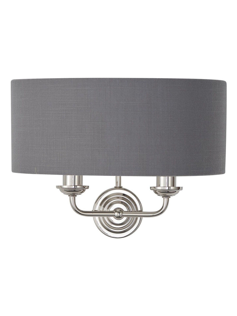 Gallery Home Ruben brushed wall light grey linen shade (British brand)