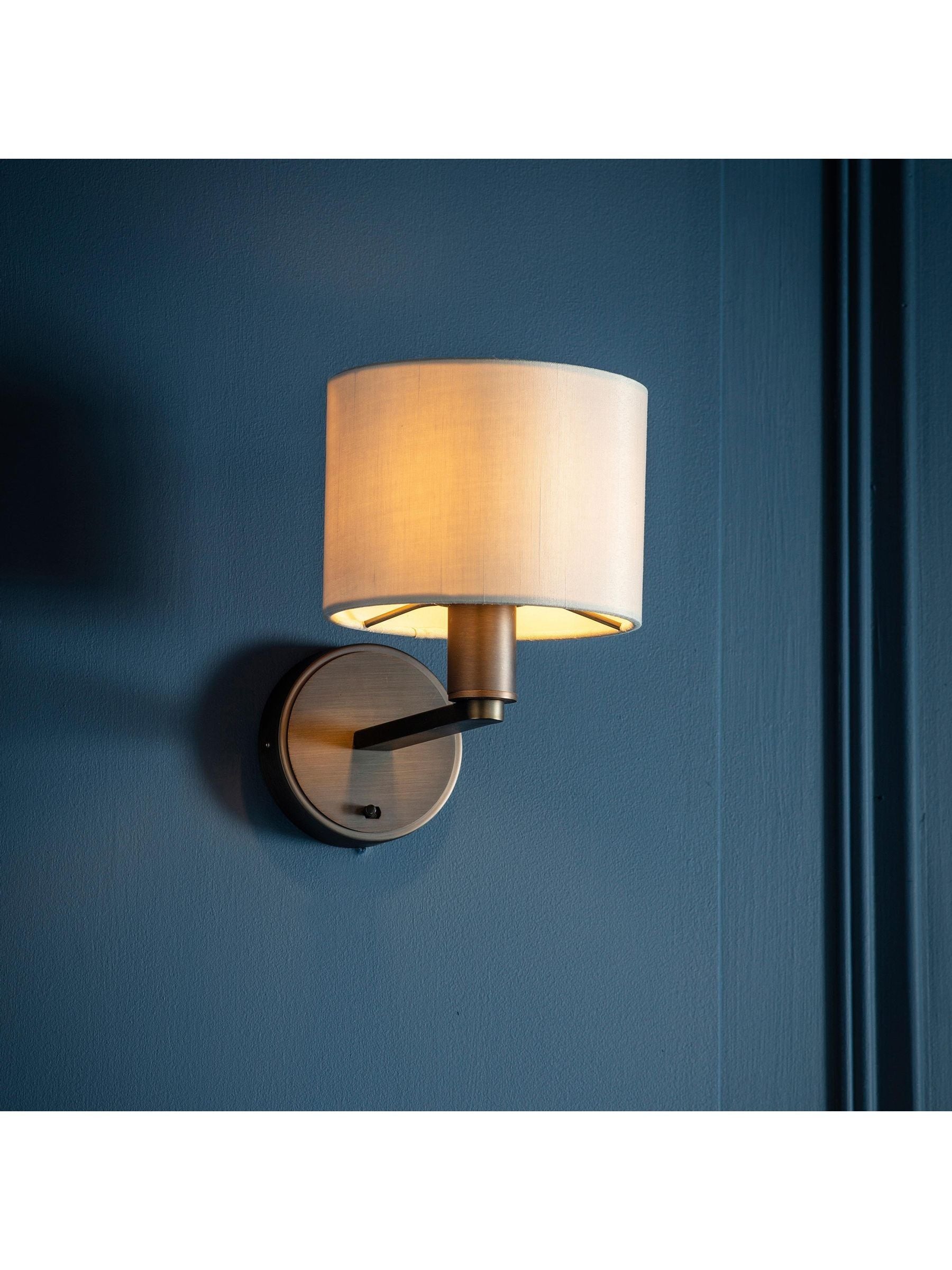 Gallery Home Natural Sawyer wall light dark antique bronze marble silk shade, imported from the UK